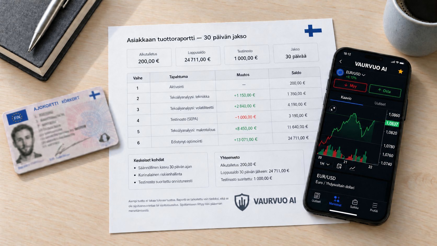 Testitilimme kehitys 30 päivän aikana